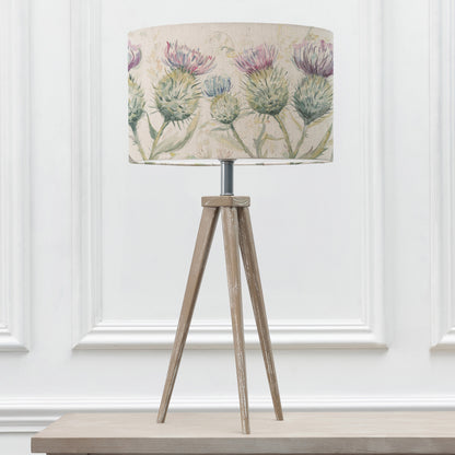 ARATUS TABLE LAMPBASE GREY WASH/THISTLE GLEN EVA 40CM LAMPSHADE LINEN