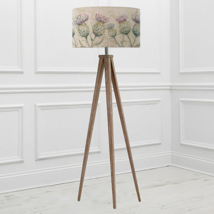ARATUS FLOOR LAMPBASE GREY WASH/THISTLE GLEN EVA 52CM LAMPSHADE LINEN