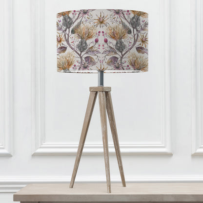 ARATUS TABLE LAMPBASE GREY WASH/VARYS EVA 40CM LAMPSHADE GOLD