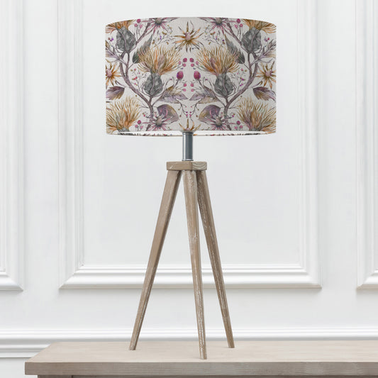 ARATUS TABLE LAMPBASE GREY WASH/VARYS EVA 40CM LAMPSHADE GOLD
