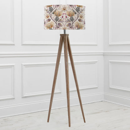 ARATUS FLOOR LAMPBASE GREY WASH/VARYS EVA 52CM LAMPSHADE GOLD