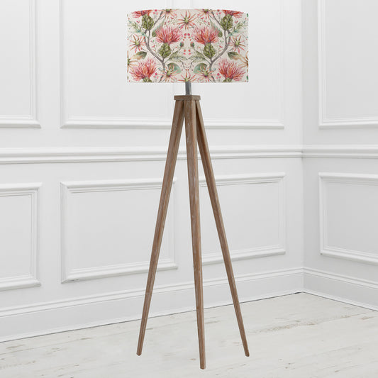ARATUS FLOOR LAMPBASE GREY WASH/VARYS EVA 52CM LAMPSHADE RUSSET