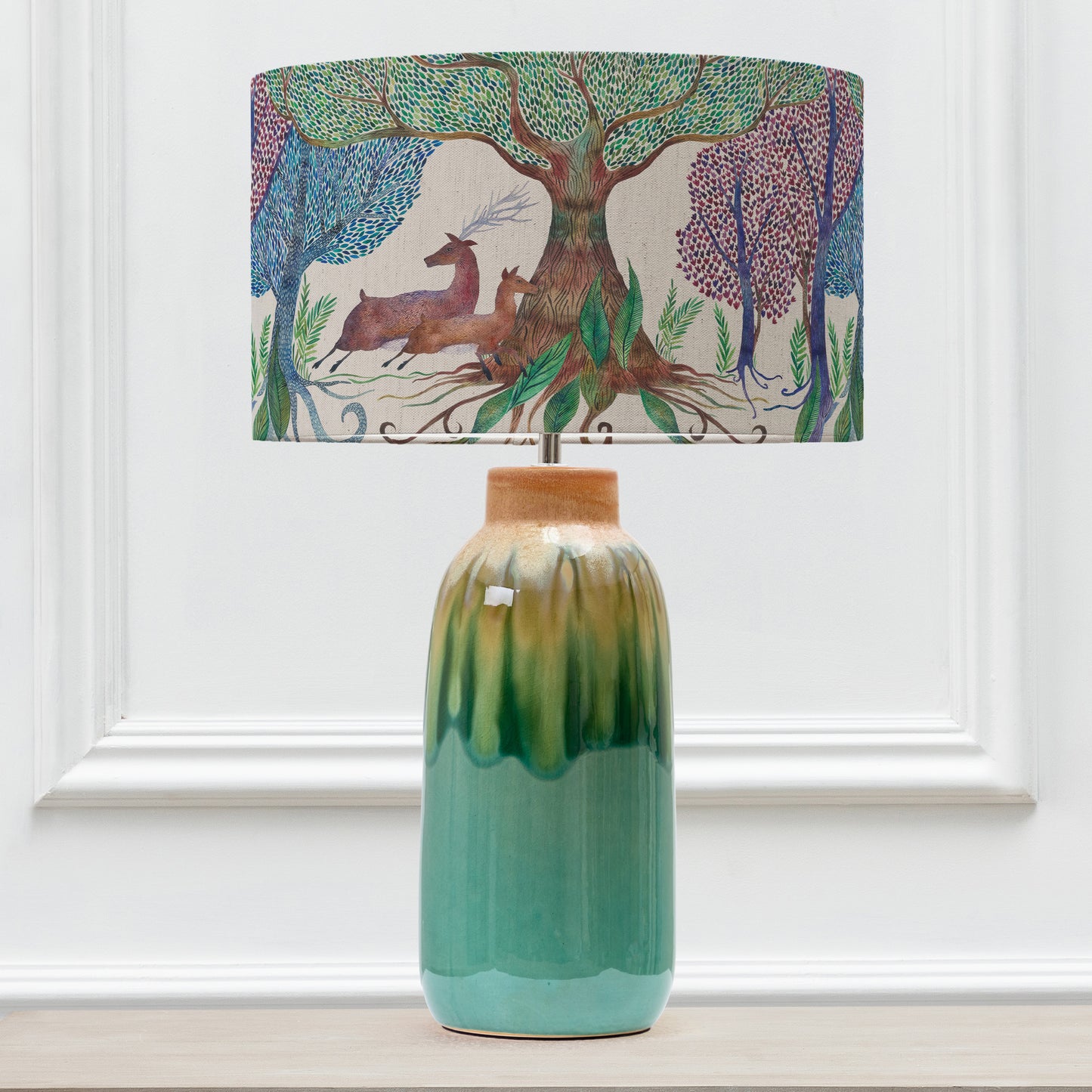 ARAUCA TABLE LAMPBASE QUA/WILLOW WOODS EVA 37CM LAMPSHADE LINEN