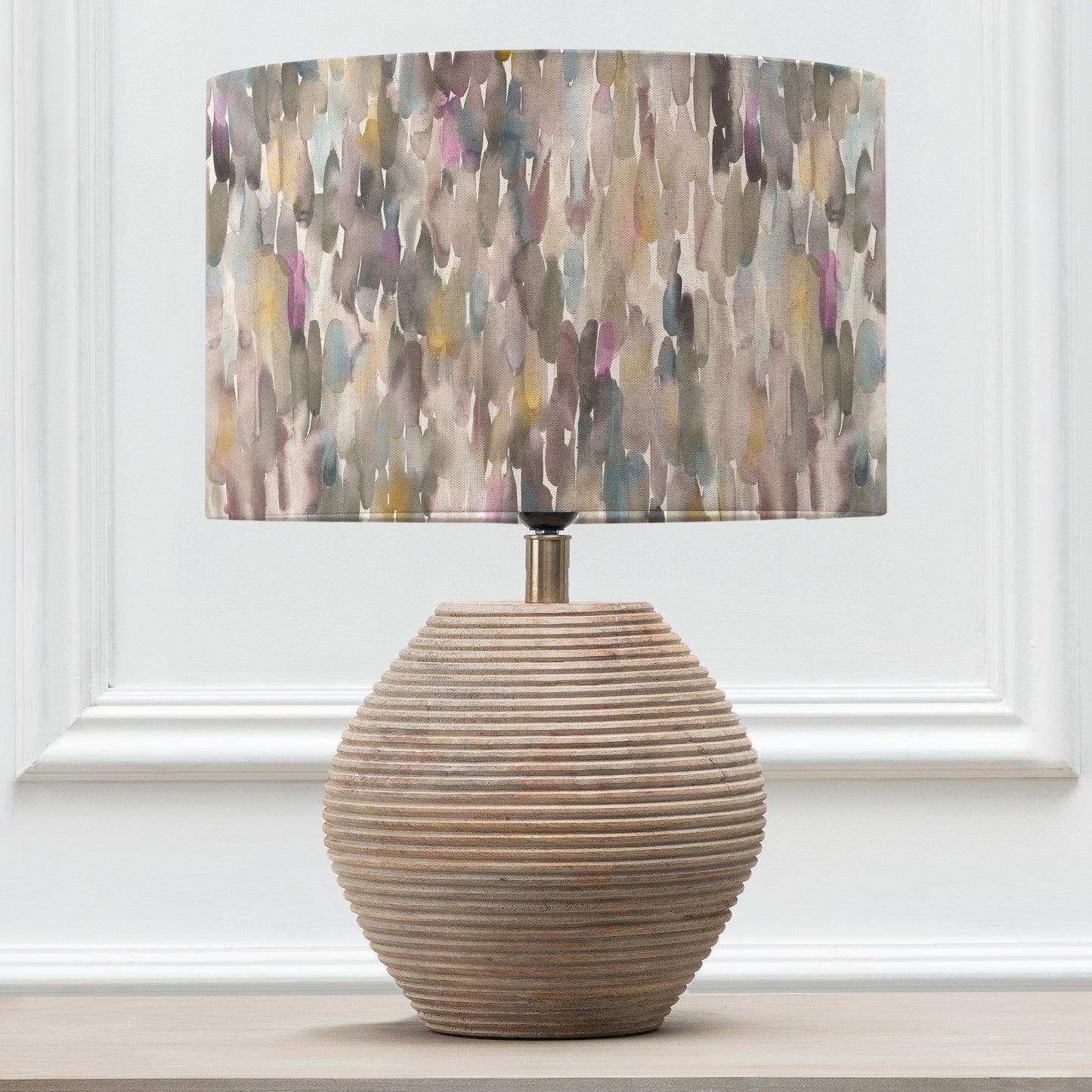 CERYS TABLE LAMPBASE WHITE/AZIMA EVA 40CM LAMPSHADE IRONSTONE