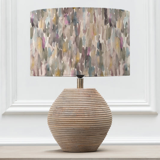 CERYS TABLE LAMPBASE WHITE/AZIMA EVA 40CM LAMPSHADE IRONSTONE