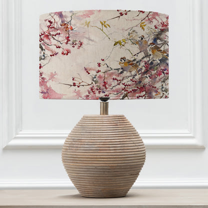 CERYS TABLE LAMPBASE WHITE/BRUSHWOOD EVA 40CM LAMPSHADE BLOSSOM