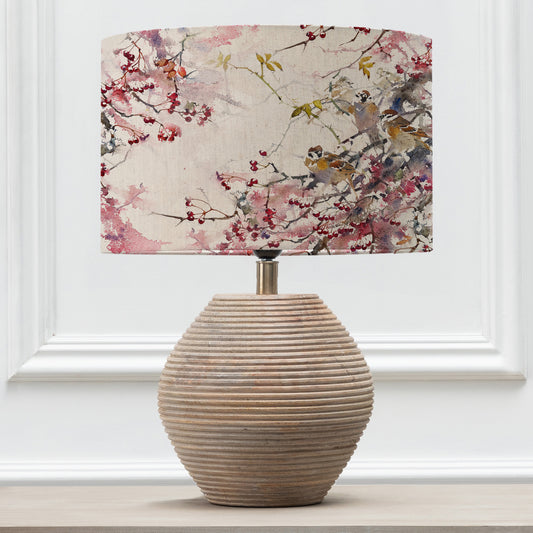 CERYS TABLE LAMPBASE WHITE/BRUSHWOOD EVA 40CM LAMPSHADE BLOSSOM