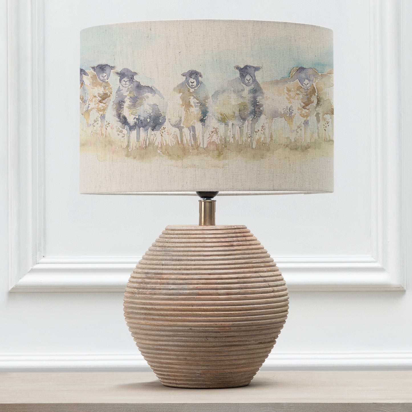 CERYS TABLE LAMPBASE WHITE/COME BY EVA 40CM LAMPSHADE LINEN