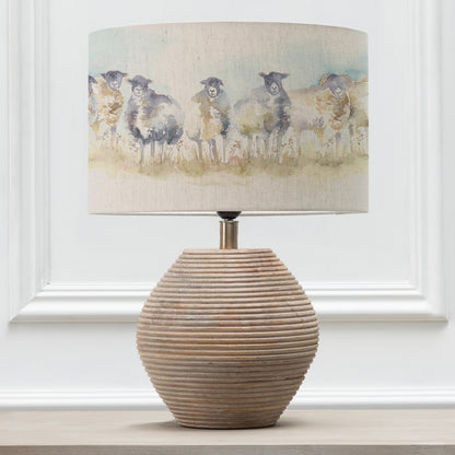 CERYS TABLE LAMPBASE WHITE/COME BY EVA 40CM LAMPSHADE LINEN