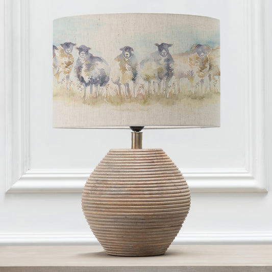 CERYS TABLE LAMPBASE WHITE/COME BY EVA 40CM LAMPSHADE LINEN