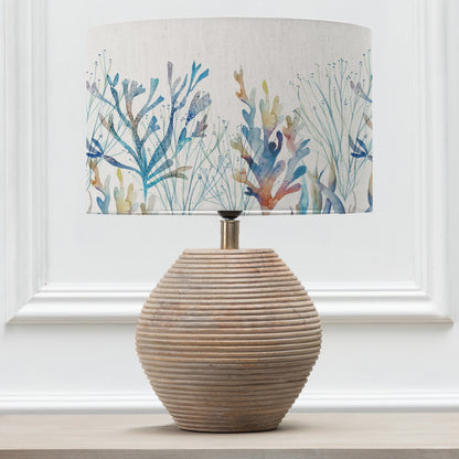 CERYS TABLE LAMPBASE WHITE/CORAL REEF EVA 40CM LAMPSHADE COBALT