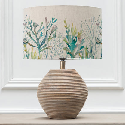 CERYS TABLE LAMPBASE WHITE/CORAL REEF EVA 40CM LAMPSHADE COBALT