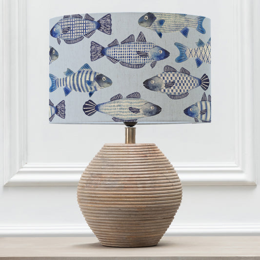 CERYS TABLE LAMPBASE WHITE/COVE EVA 40CM LAMPSHADE COBALT