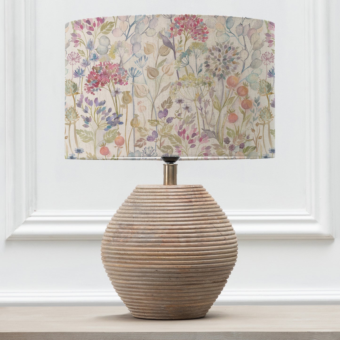 CERYS TABLE LAMPBASE WHITE/HEDGEROW EVA 40CM LAMPSHADE LINEN