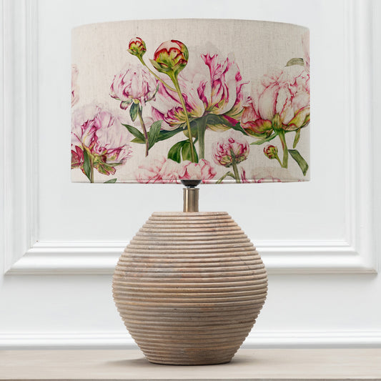 CERYS TABLE LAMPBASE WHITE/HELIGAN LINEN EVA 40CM LAMPSHADE FUCHSIA