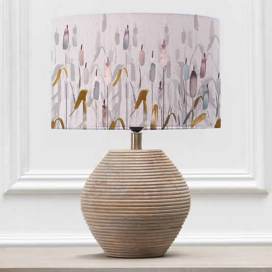 CERYS TABLE LAMPBASE WHITE/SAROMA EVA 40CM LAMPSHADE IRONSTONE
