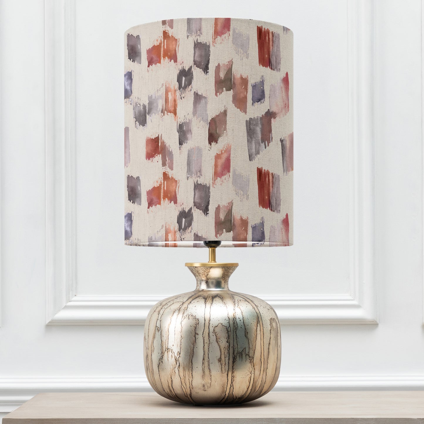 ELPHABA TABLE LAMPBASE GLASS/ARWEN ANNA 30X40CM LAMPSHADE ROSEWATER