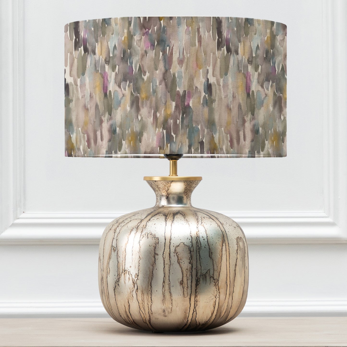 ELPHABA TABLE LAMPBASE GLASS/AZIMA EVA 37CM LAMPSHADE IRONSTONE