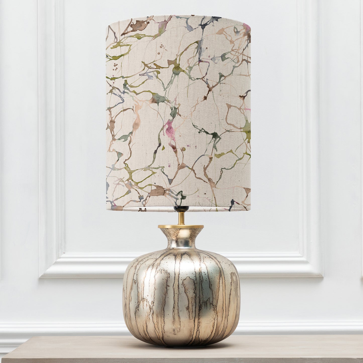 ELPHABA TABLE LAMPBASE GLASS/CARRARA ANNA 30CM LAMPSHADE MEADOW