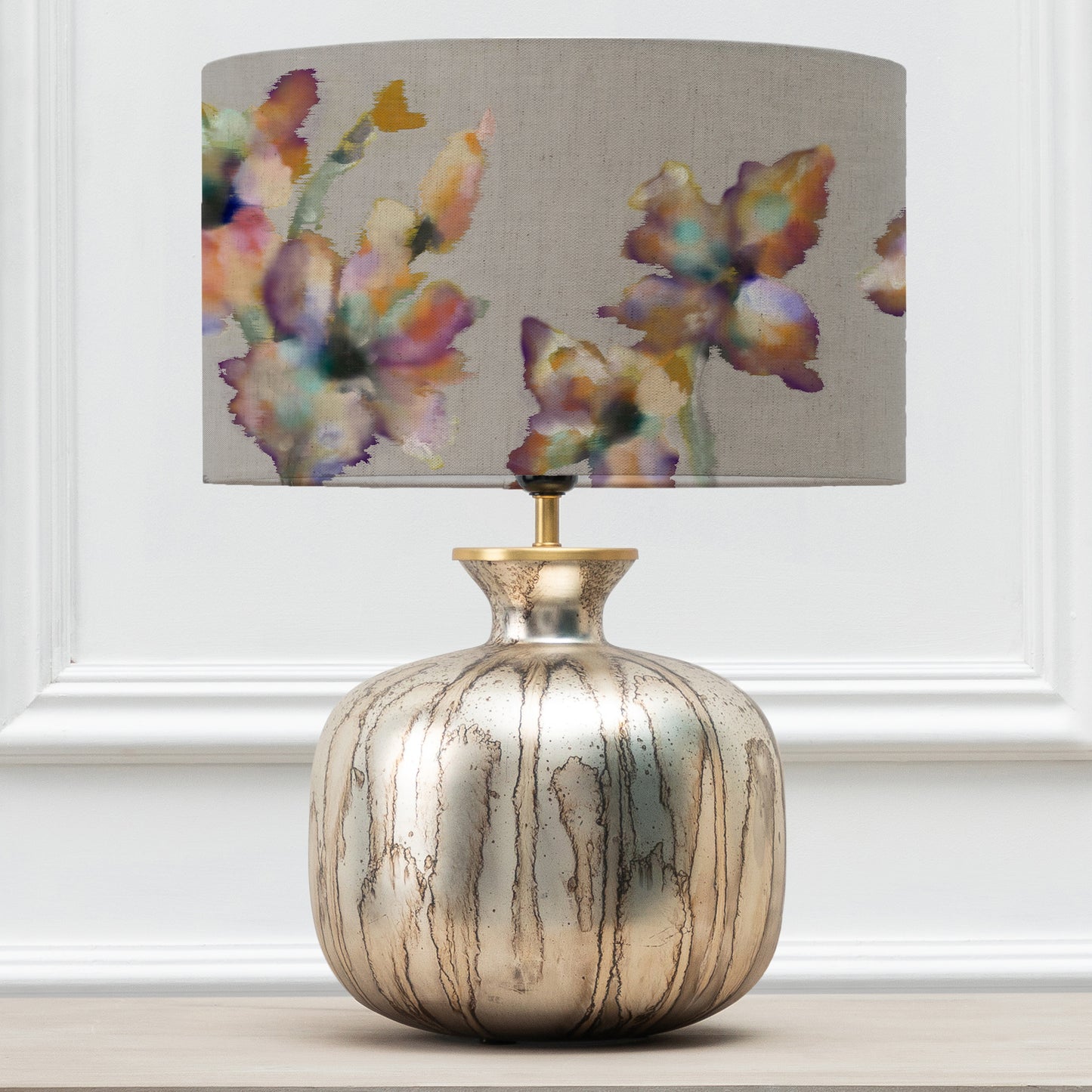 ELPHABA TABLE LAMPBASE GLASS/DEGAS EVA 37CM LAMPSHADE IRONSTONE