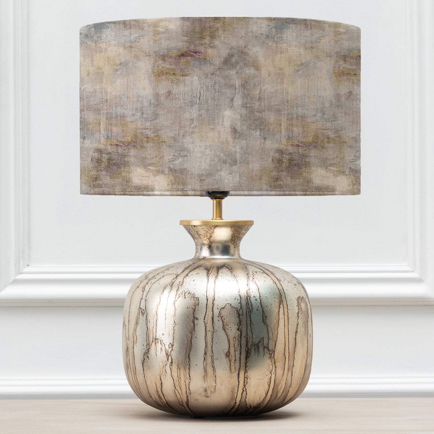 ELPHABA TABLE LAMPBASE GLASS/MONET EVA 37CM LAMPSHADE IRONSTONE