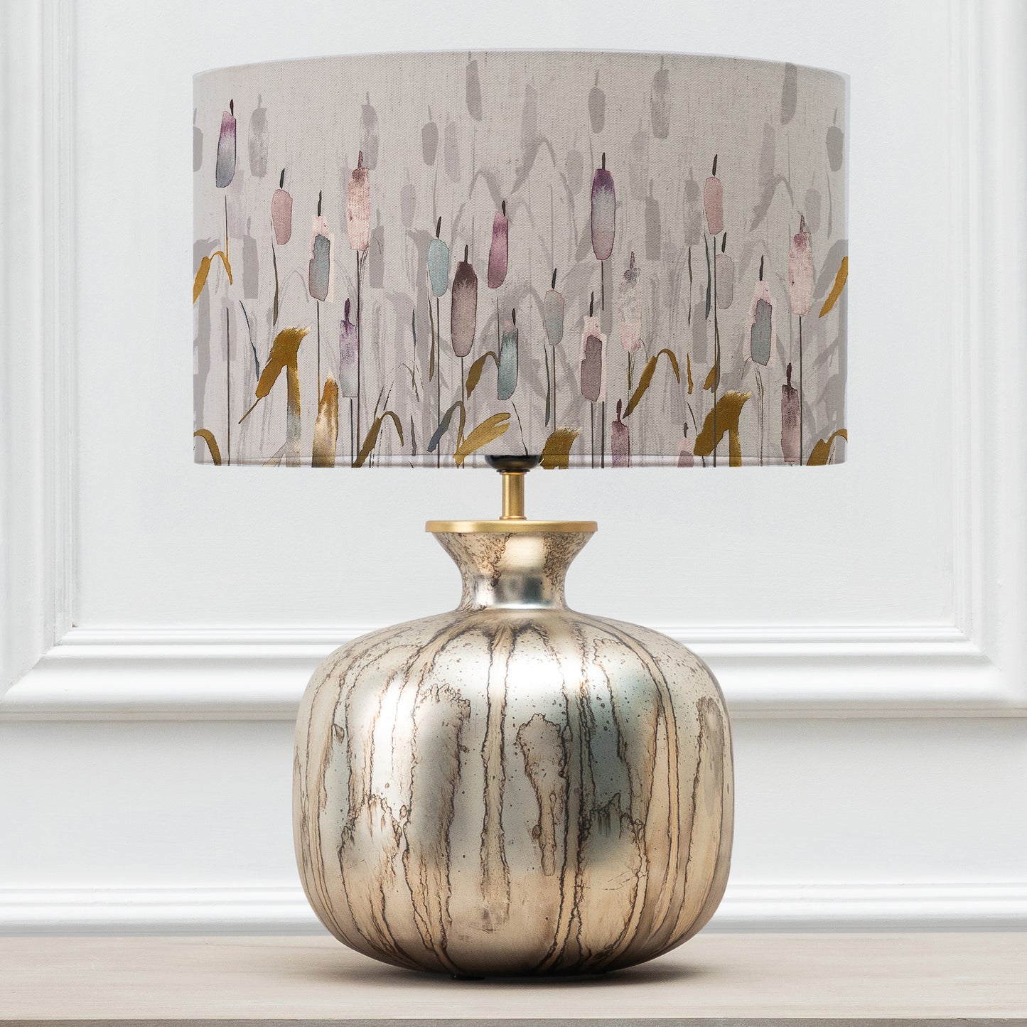 ELPHABA TABLE LAMPBASE GLASS/SAROMA EVA 37CM LAMPSHADE IRONSTONE
