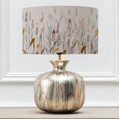 ELPHABA TABLE LAMPBASE GLASS/SAROMA EVA 37CM LAMPSHADE IRONSTONE
