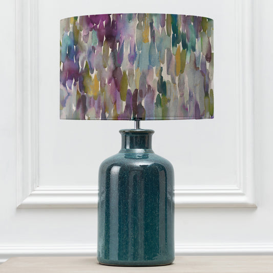 ELSPETH TABLE LAMPBASE AQUA/AZIMA EVA 40CM LAMPSHADE INDIGO