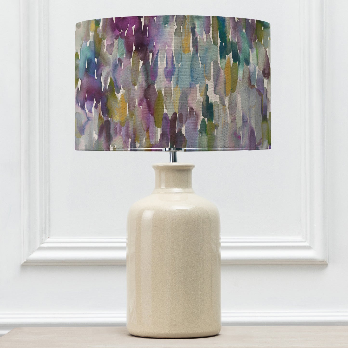 ELSPETH TABLE LAMPBASE CREAM/AZIMA EVA 40CM LAMPSHADE INDIGO