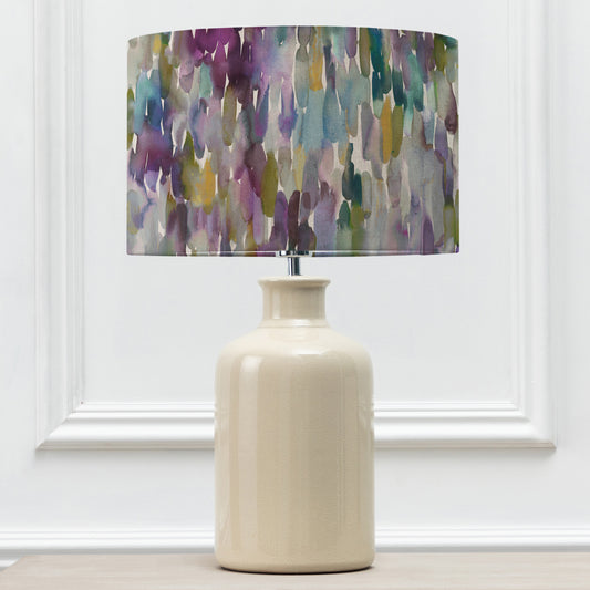 ELSPETH TABLE LAMPBASE CREAM/AZIMA EVA 40CM LAMPSHADE INDIGO