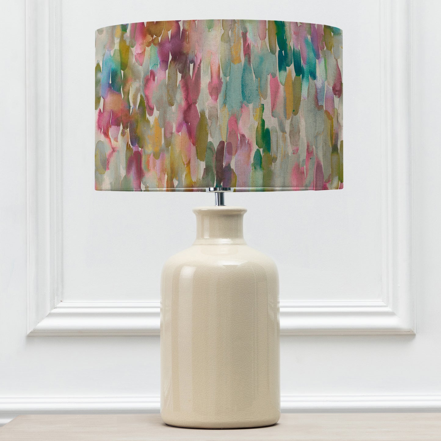 ELSPETH TABLE LAMPBASE CREAM/AZIMA EVA 40CM LAMPSHADE LOTUS