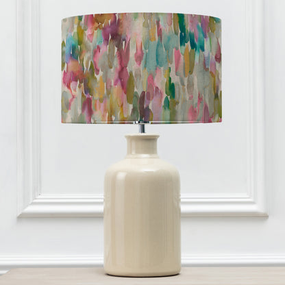 ELSPETH TABLE LAMPBASE CREAM/AZIMA EVA 40CM LAMPSHADE LOTUS