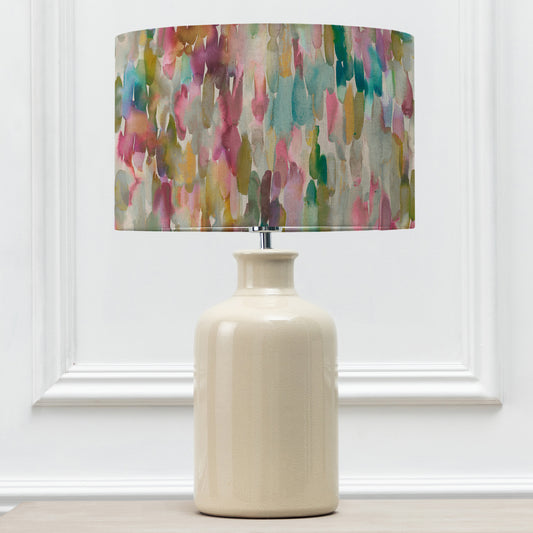 ELSPETH TABLE LAMPBASE CREAM/AZIMA EVA 40CM LAMPSHADE LOTUS