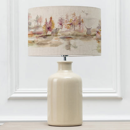 ELSPETH TABLE LAMPBASE CREAM/CALEDONIAN FOREST EVA 40CM LAMPSHADE LINEN