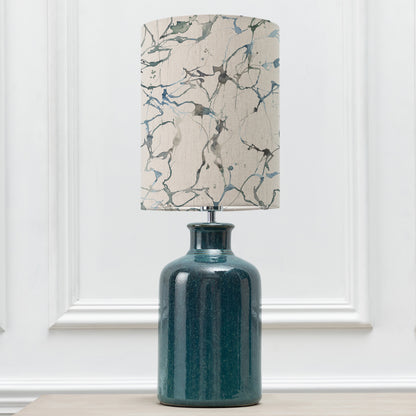 ELSPETH TABLE LAMPBASE AQUA/CARRARA ANNA 25CM LAMPSHADE FROST