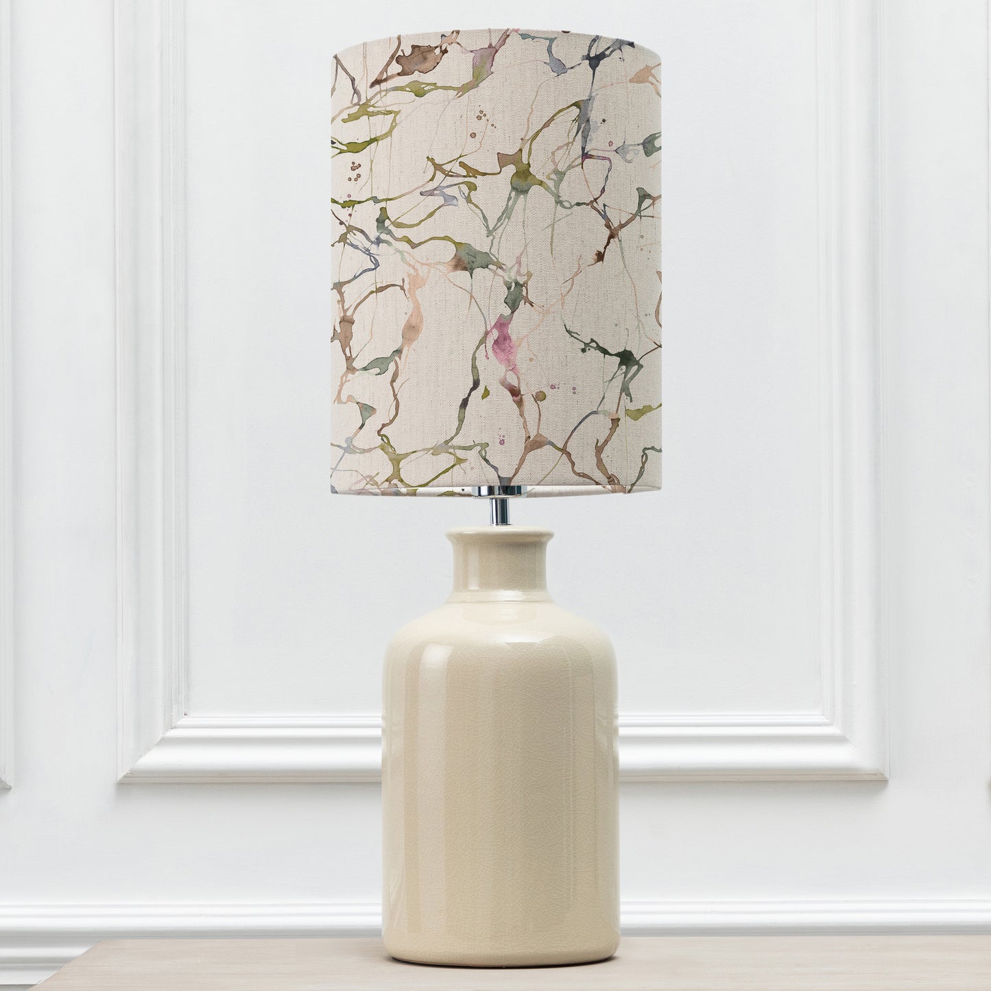 ELSPETH TABLE LAMPBASE CREAM/CARRARA ANNA 25CM LAMPSHADE MEADOW