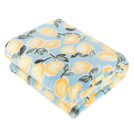 LEMONS 130X150 FLEECE THROW BLUE