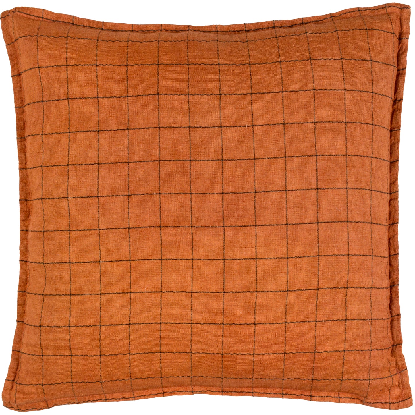 LINEN GRID CHECK 50X50 CUSHION CASE BRICK