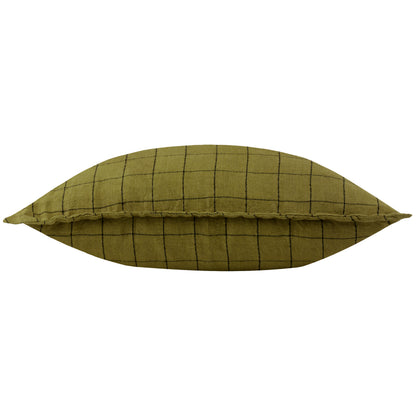 LINEN GRID CHECK 50X50 CUSHION CASE OLIVE
