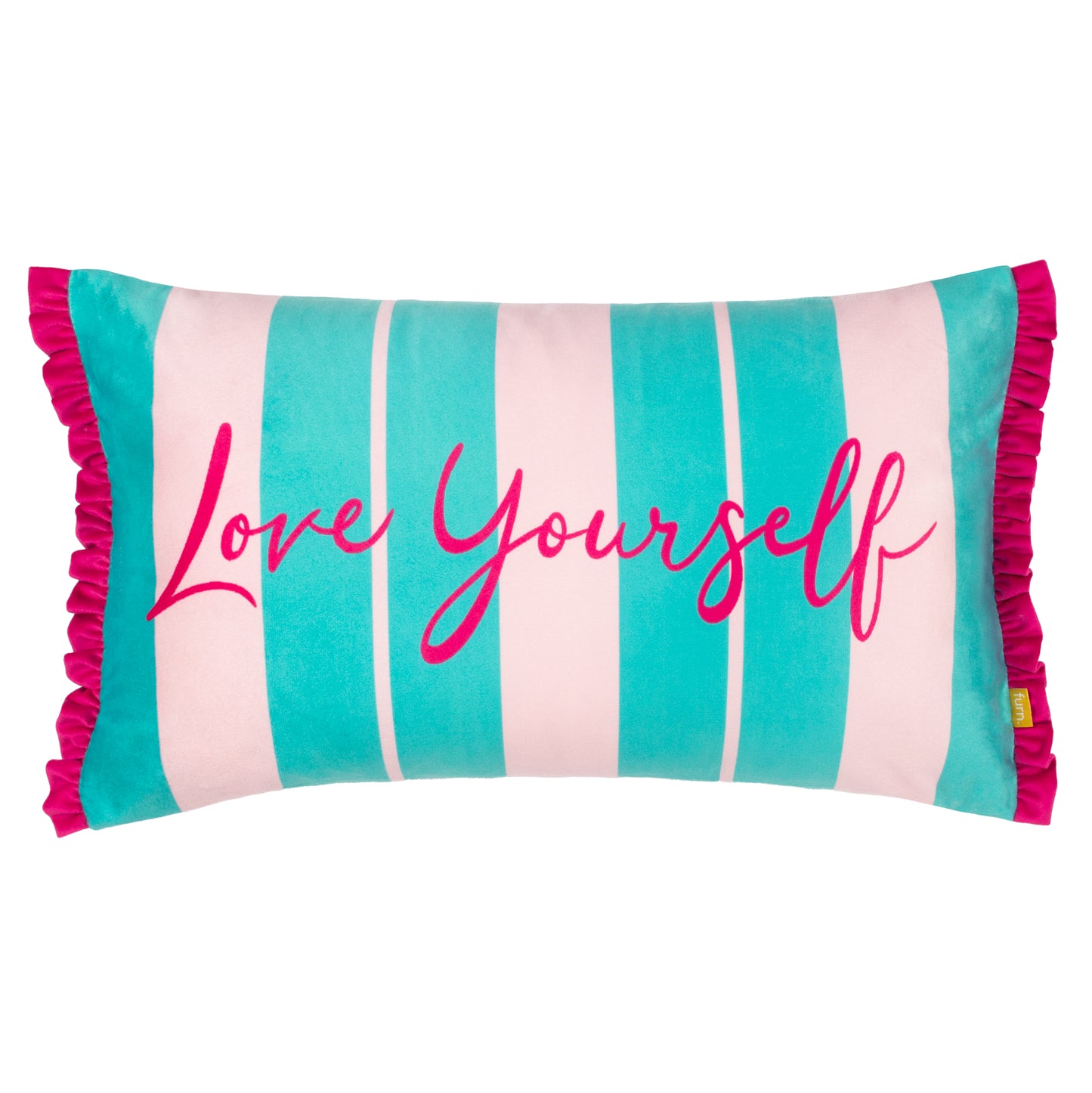 LOVE YOURSELF 30X50 CUSHION CASE AQUA/PINK