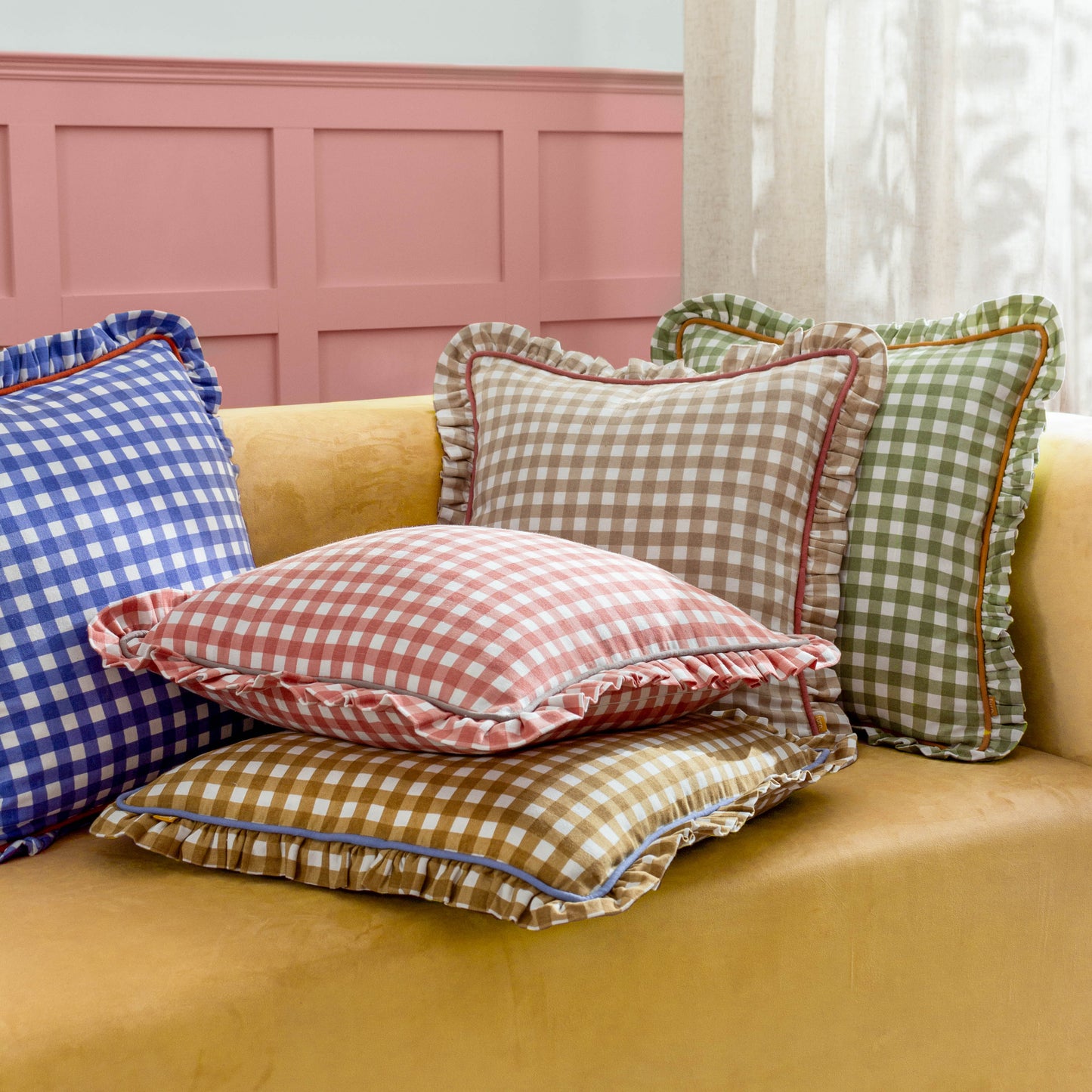 MAUDE GINGHAM 45X45 CUSHION CASE BLUE