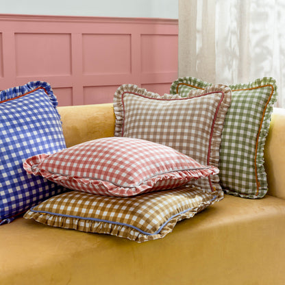 MAUDE GINGHAM 45X45 CUSHION CASE GOLD