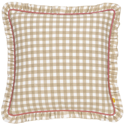 MAUDE GINGHAM 45X45 CUSHION CASE NATURAL