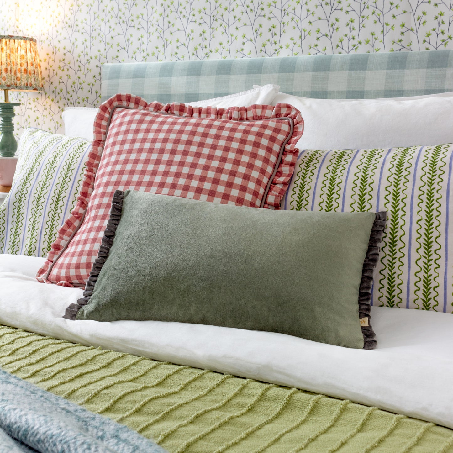 MAUDE GINGHAM 45X45 CUSHION CASE ROSE