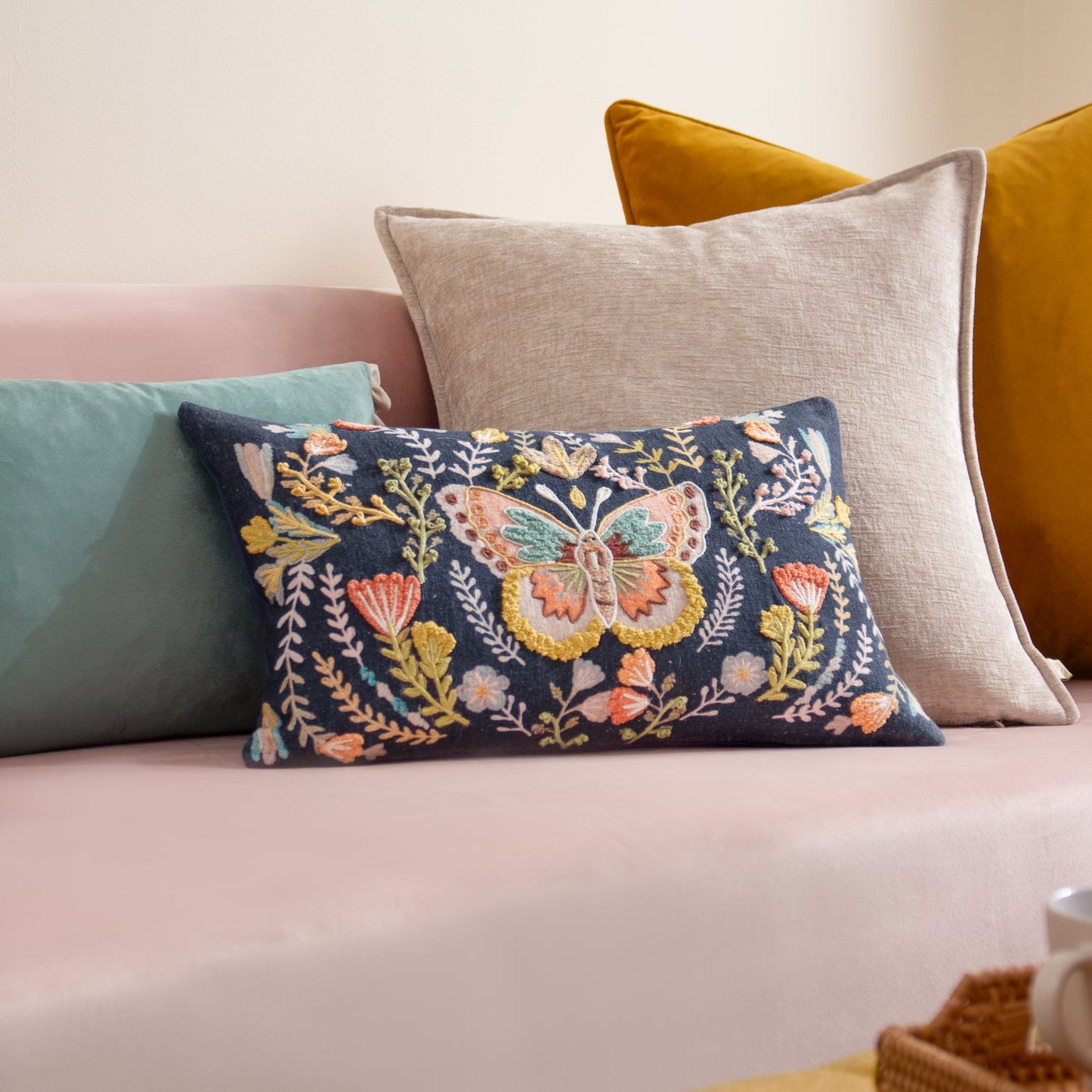 MIRRORED BUTTERFLY 30X50 CUSHION CASE MIDNIGHT