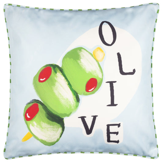 MEDITERRANEAN OLIVE 45X45 OUTDOOR CUSHION CASE OLIVE/BLUE