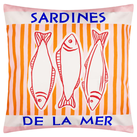 MEDITERRANEAN SARDINES 45X45 OUTDOOR CUSHION CASE PINK/ORANGE