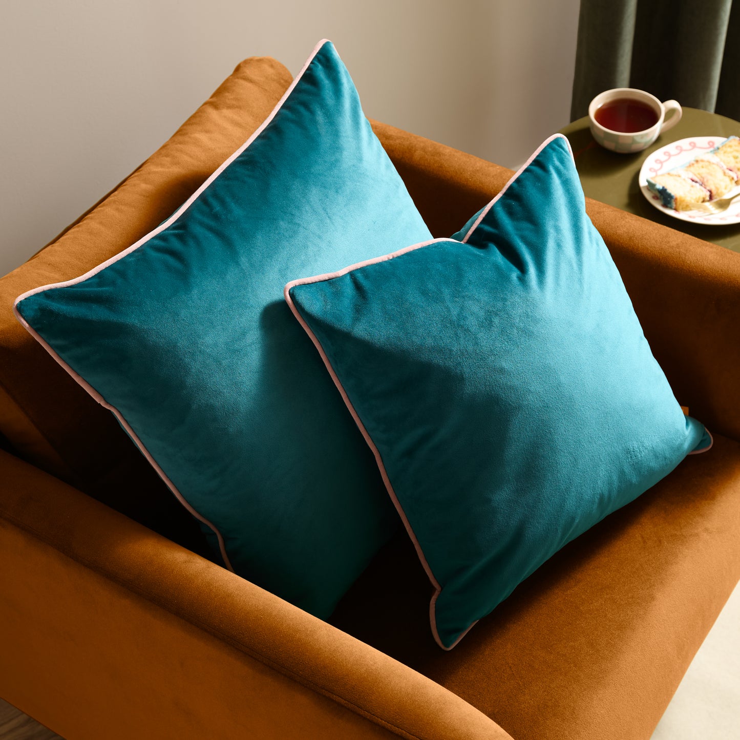 MERIDIAN 55X55 C/C TEAL/BLUSH