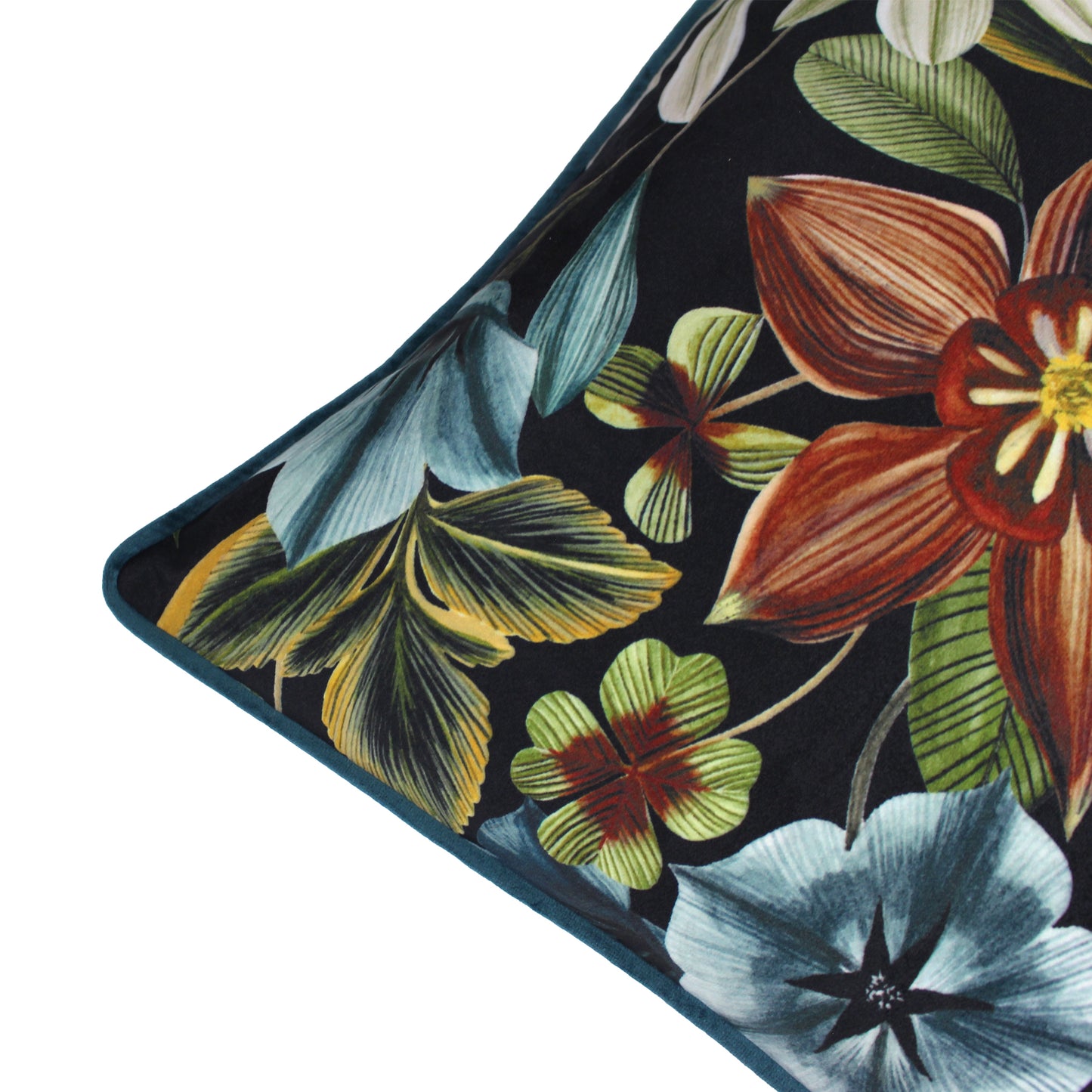 MIDNIGHT GARDEN AQUILEGIA 40X60 CUSHION COVER TEAL