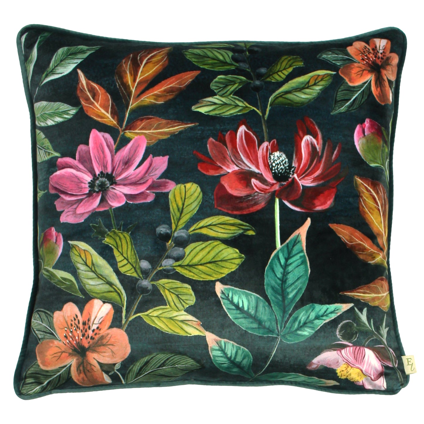 MIDNIGHT GARDEN 43X43 CUSHION COVER WINTER FLORAL